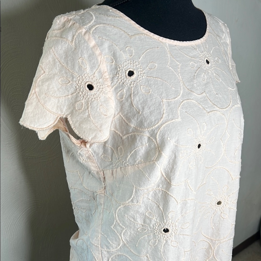 Loft Floral Embroidered Cotton Top Size MP - Picture 3 of 6